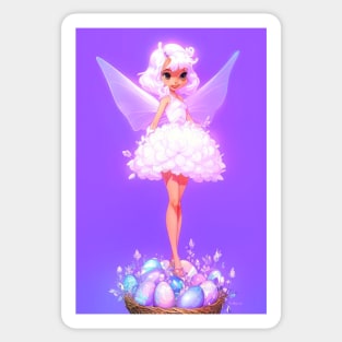 Cute fairy standing on easter egg Sticker